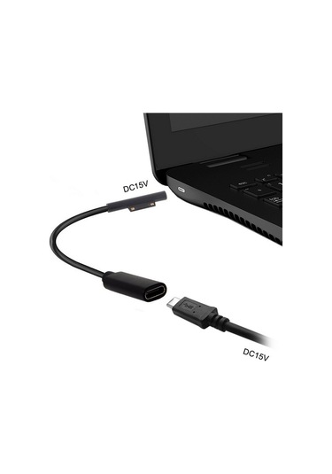 Sones Microsoft Surface Pro 5/6 İçin Type-c / Usb-c Ana Döner Ekici Tablet Güç Şarj Kablosu, Boyut: 30 Cm Siyah
