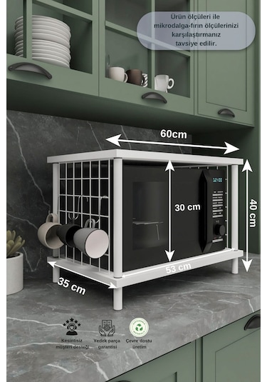 Mikrodalga Dolabı Beyaz B.d, Baharatlık, Iki Raflı Düzenleyici, Tezgah Üstü Raf Beyaz