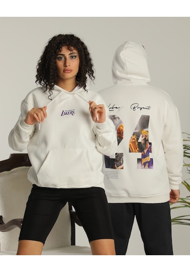 Evgili Kombini Çift Unisex Oversize Baskılı Sweatshirt Beyaz