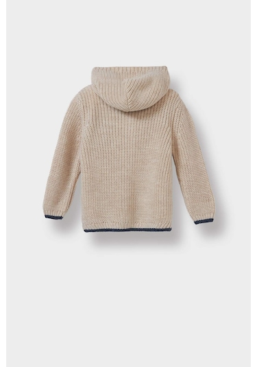 Defacto Erkek Bebek Nakışlı Kapüşonlu Düğmeli Hırka C8863a525auer42 Ekru
