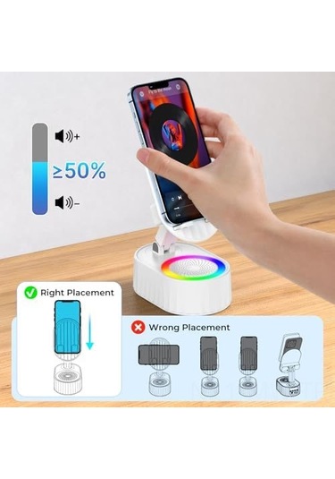 Moveevo Beyaz 300 Katlanabilir Bluetooth Hoparlör - Kablosuz Ses, Telefon Tutucu, 3000mah Acil Şarj, Renkli Ambiyans Işığı