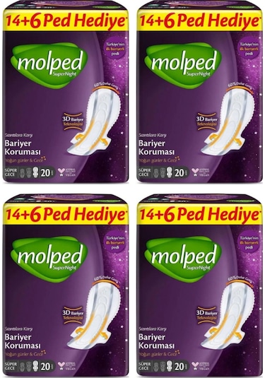 Molped Supernight Hijyenik Ped Süper Gece 4 x 20'li