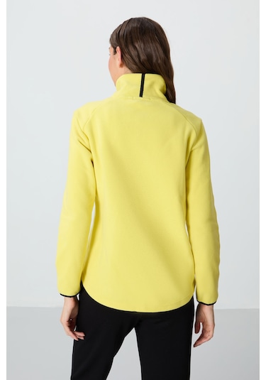 Tommy Life Limon Dik Yaka Fermuarlı Rahat Form Kadın Polar Sweatshirt - 97173 Limon Sarısı
