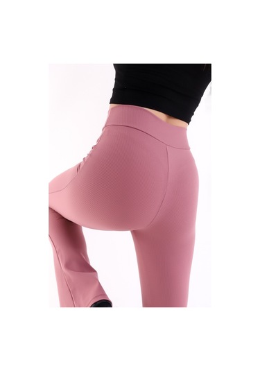 Kadın Gül Kurusu Yüksek Bel Fitilli Dayanıklı Örme Kumaş ToparlayGül Kurusu Gülkurusu