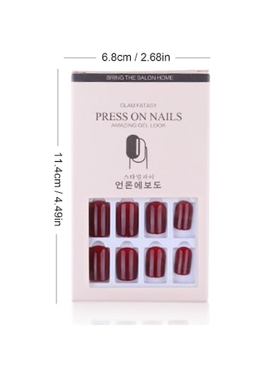 Qingmipy 12 Adet Tek Renk Tirazlı Abs Tırnak Seti - Yeniden Kullanılabilir, Kolay Tak-çık, Profesyonel Manikür Aletleriyle F648-3