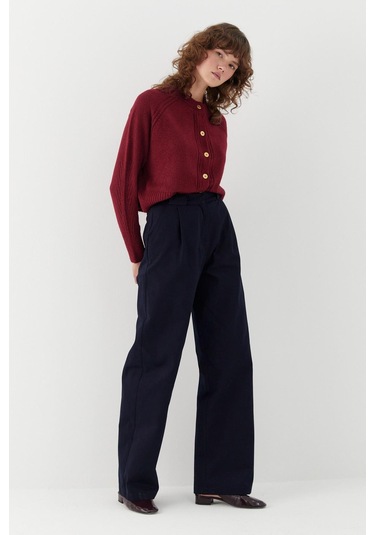 Kemerli Palazzo Pantolon Lacivert Lacivert