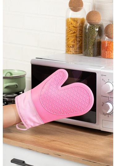 Porsima 3137-2 Silikon Yanmaz Yapışmaz Fırın Eldiveni Pembe Pembe