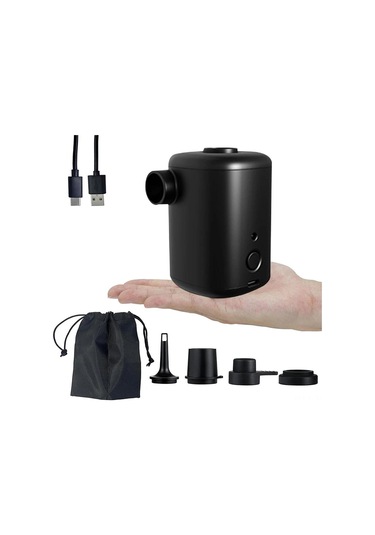 Monyee 3000mah Pil Liçlityumlu Mini Elektrikli Hava Pompa, 4 Uçlu Nozzle, 300l/dak Hızlı Enflasyon, Dış Mekan Ve Ev Kullanıma Uygun - Siyah