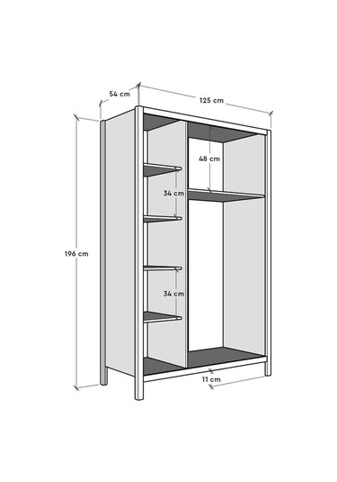 Rustik 3 Kapaklı Gardırop-mat Beyaz 125x196x54 Cm Gxyxd
