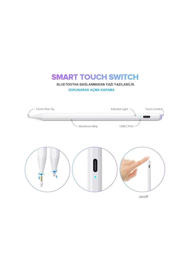 Apple Uyumlu iPad  Stylus Dokunmatik Kalem Palm Rejection Mıknatıslı Eğilmeye D
