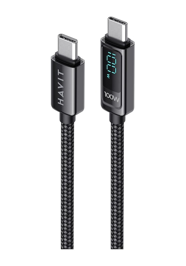 Havit CB6247 PD100W Type-C To Type-C Göstergeli Şarj Kablosu
