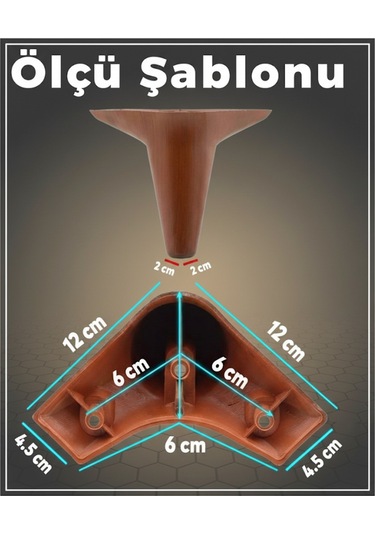 Aspen Mobilya Ayağı 12 Cm Ahşap Desenli Kanepe Koltuk Tv Ünitesi Baza Uyumlu Kahverengi