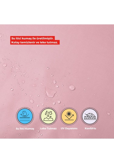 Xpermate 2'li Sandalye Minderi Su İtici Kumaş 40 x 40 CM Pembe