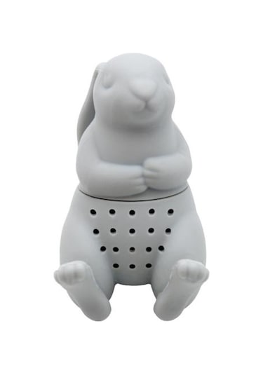 Tavşan Çay Süzgeci Silikon Tavşan Şeklinde Çay Demliği Yeniden Kullanılabilir Yaprak Bitki Baharat Filtresi Süzgeçler Çaydanlık Dekoru İçin Gri