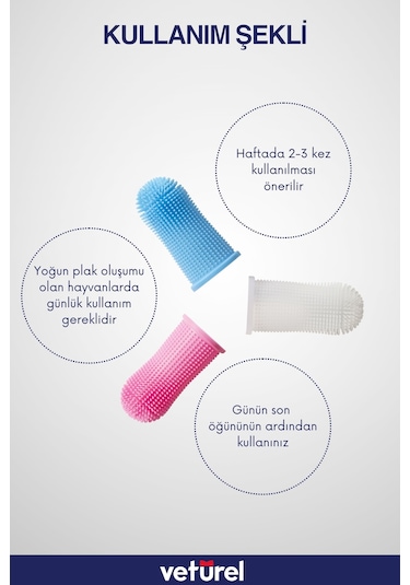 Veturel Köpek Diş Fırçası Parmak Fırça Silikon Fırça Köpek Ağız Kokusu Plak Tartar Hijyenik Saklama Kutulu