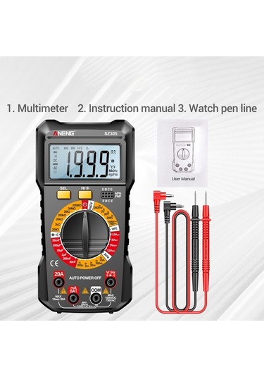 Pazly Yüksek Taşınabilir Sz305 Standlı Siyah Multimetre Metre Evrensel Ekran Doğruluklu Dijital Aydınlatmalı Arkadan Aneng - Zm