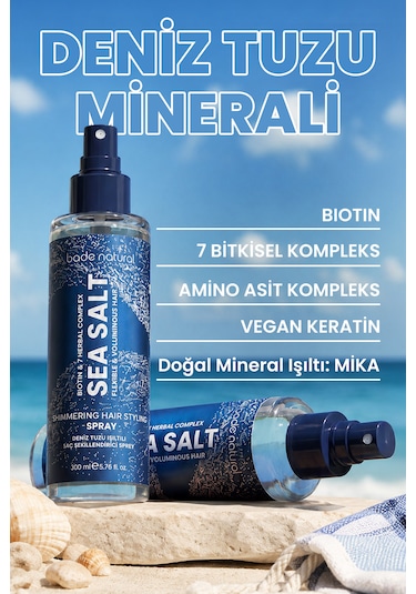 Bade Natural Deniz Tuzu Işıltılı Şekillendirici Saç Spreyi 200 Ml