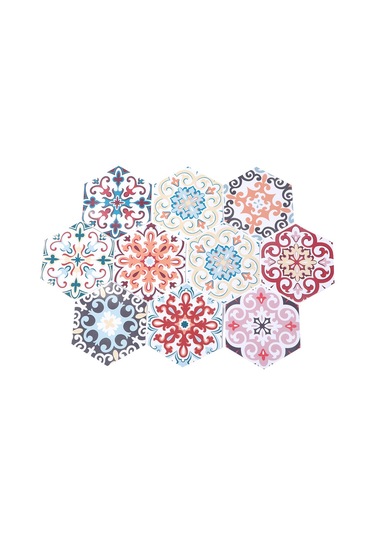 Reedark Pvc Materyal Hexagon Dekoratif Zemin Sticker - Su Geçirmez, Kaymazsız, Otomatik Yapışkan, 10 Adet Paket Diğer