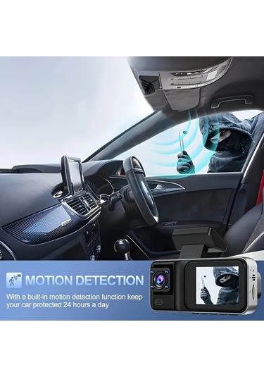 Xuweiwei 3 Channels 64gb Araç Dash Cam Ön Ve Arka Dahili Kamera Hd Gece Görüşü Döngü Kayıt Araç Dvr Siyah Kutu