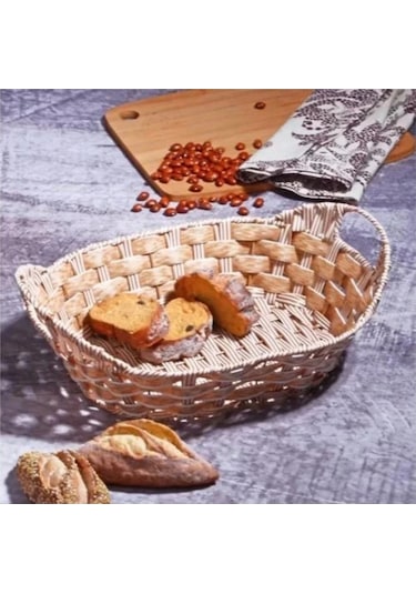 Kosova Spt189 Oval Hasır Ekmek Sepeti Bej