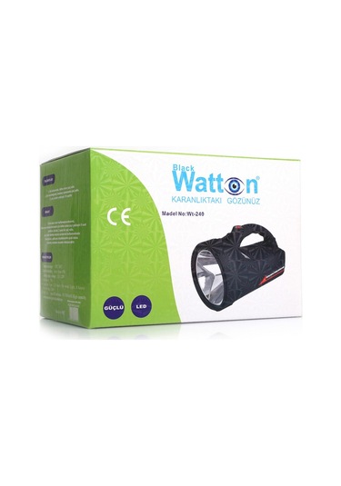 Watton Wt-240 7000mah 20w Şarjlı Led Fener Projektör Watton Wt-2 Siyah