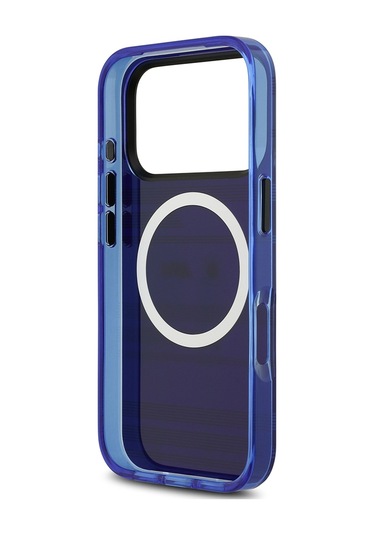 İphone 17 Pro Kılıf Bmw Lisanslı M-safeli Metal Kamera Butonlu Yatay Şeritli M Dizayn Kapak Mavi Mavi