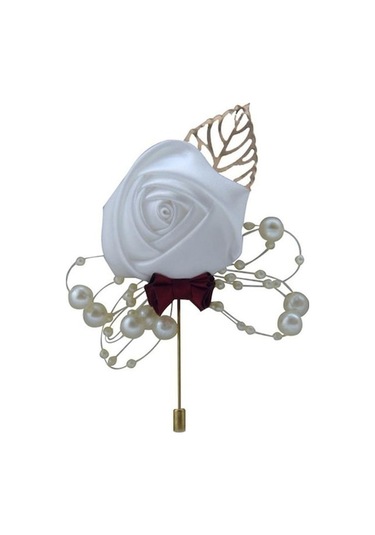 Novahub Beyaz Tören Topu Korsaj Broş Düğün Gelin Ve Damat Simülasyon Çiçek Korsaj Beyaz Beyaz