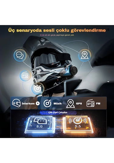 Moman H2e Motosiklet İnterkomu Çift Kanallı
