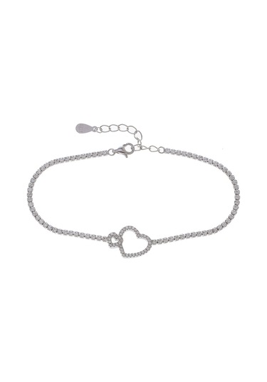 Kalp Model 925 Ayar Gümüş İnce Suyolu Kadın Bileklik Gümüş