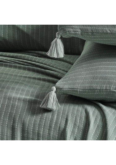 Jakarlı Müslin Yatak Örtüsü Çift Kişilik Costa Mint