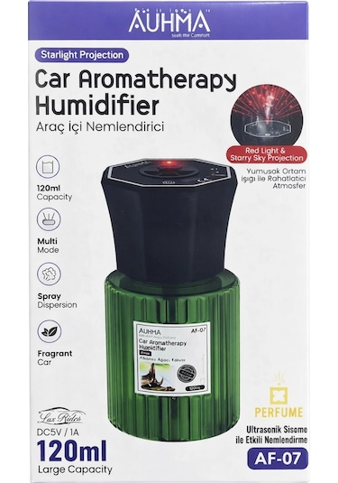 Auhma Af-07 Şarjlı Araç İçi Nemlendirici & Aromaterapi Difüzörü - Yıldız Projeksiyonlu, 120ml