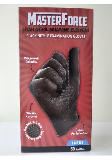Masterforce Siyah Nitril Kalın Eldiven Large(L) Beden