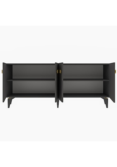 Vie Konsol Tv Sehpası Çok Amaçlı Dolap 150 Cm Antrasit Altın