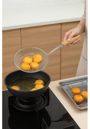 Bambum Ladle - Bambu Saplı Tel Kevgir 20cm Ahşap