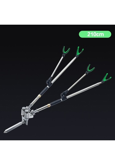 Paslanmaz Çelik Çift Ayaklı Balık Olta Sehpası - Ayarlanabilir Ve Katlanabilir 2.1m