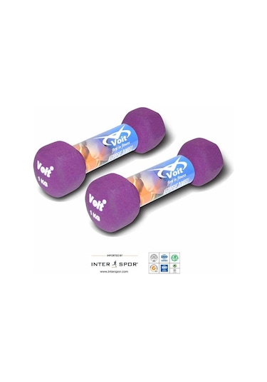 Voit 1 KG x 2 Adet Altıgen Neopren  Dambıl Mor
