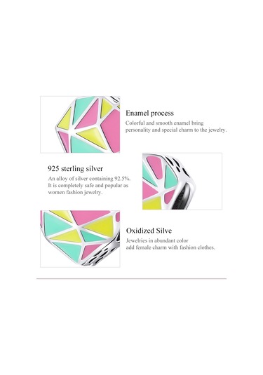 S925 Ayar Gümüş Kalp Geometri Boncuk Dıy Bilezik Kolye Aksesuarları Çok Renkli