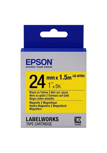 Epson Lk-6Yb2 Mıknatıslı Siyah Üzeri Sarı 24MM 1.5Metre Etiket
