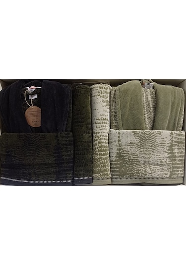 Özdilek Verde Aile Bornoz Seti Krem - Siyah