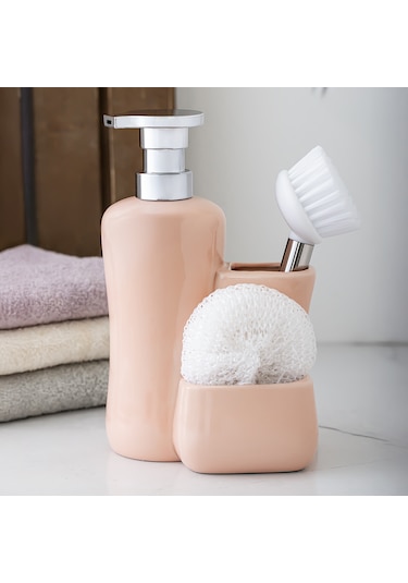 Porsima 277744 Sıvı Sabunluk Fırçalı Süngerlikli Sabunluk Pudra