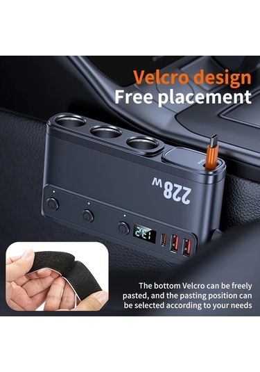 Fochsia Siyah 228w 9 İn 1 Hızlı Araba Şarj Cihazı Ekran Göstergeli Qc Pd 3.0 Bağımsız Anahtar Tüm Araçlar İçin