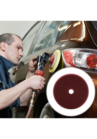 Novahub 6 İnç Otomobil Cilalama Süngeri - Orta Çizik Giderme - Kırmızı Renk Yat İçin Uygun