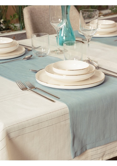 Cotton Box Antique Masa Örtüsü Seti Jasmine Krem 155x220