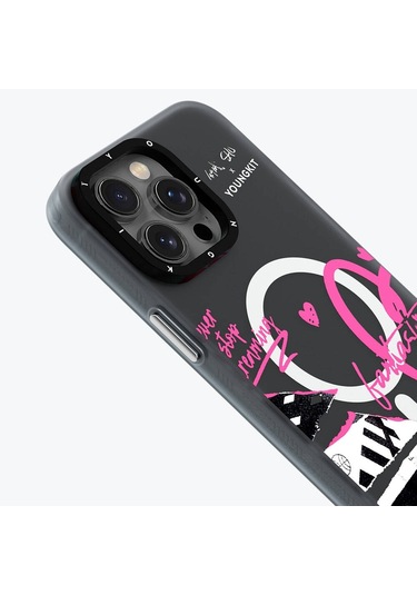 İphone 15 Pro Uyumlu Kılıf Magsafe Şarj Özellikli Shu Tasarımlı Youngkit Dreamland Serisi Siyah