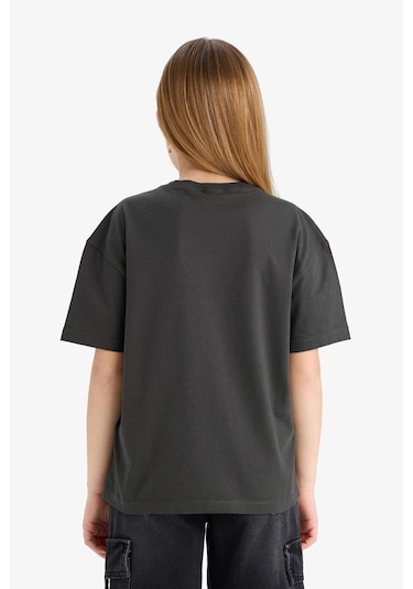 DeFacto Kız Çocuk Relax Fit Bisiklet Yaka Baskılı Kısa Kollu Tişört E0355A825SMAR211