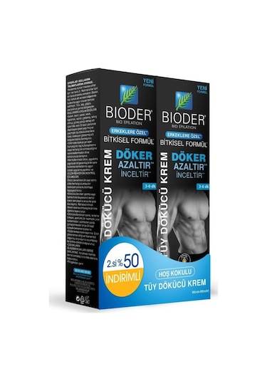 Bioder Erkeklere Özel Hoş Kokulu Tüy Dökücü Krem 2 x 100 ML