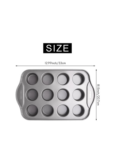 12 Parça Çıkarılabilir Tabanlı 12 Bölmeli Mini Cheesecake Tepsisi Gri