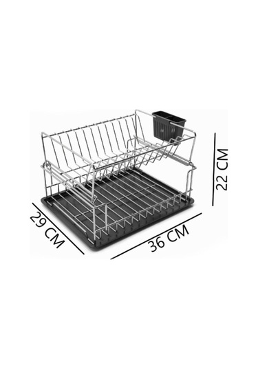 Suntel İki Katlı Modüler Tabaklık Bulaşıklık Mat Siyah
