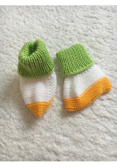Renkli Bebek Örgü Çorap Çok Renkli