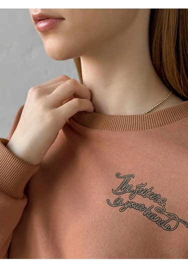 Crb-wear Baskılı Kısa Sweatsh 320425039 Kahverengi